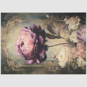 Moody Purple Peony Vintage Decoupage Print Paper