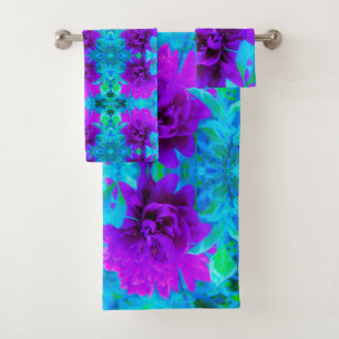 Moody Purple Peony with Beautiful Foliage Bath Towel Set