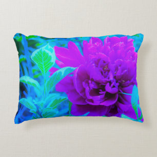 Moody Purple Peony with Beautiful Foliage Decorative Cushion