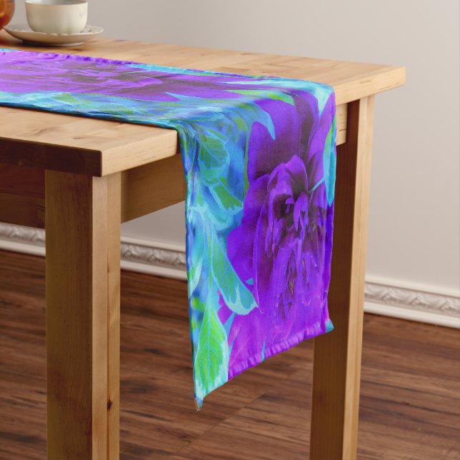 Moody Purple Peony with Beautiful Foliage Short Table Runner (In Situ)
