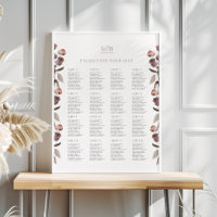 Moody Purple Rose Wedding Seating Chart Poster