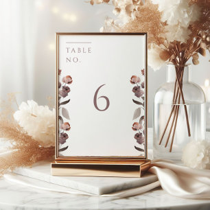 Moody Purple Rose Wedding Table Number Sign