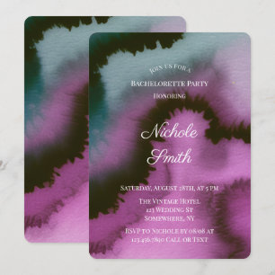 Moody Purple & Teal Abstract Bachelorette Party Invitation