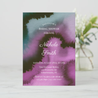 Moody Purple & Teal Abstract Bridal Shower Invitation