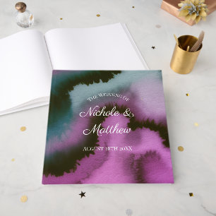 Moody Purple & Teal Abstract Wedding Guest Book