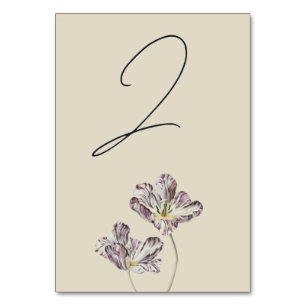 Moody Purple Tulips Wedding Table Number