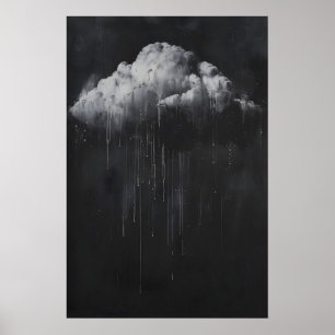 Moody Rain Cloud Art Print, Minimalist Cloud Poster