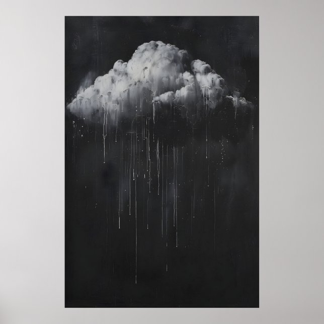 Moody Rain Cloud Art Print, Minimalist Cloud Poster (Front)