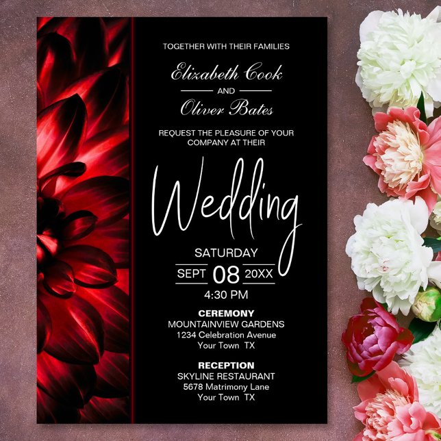 Moody Red Floral Wedding Invitation (Creator Uploaded)