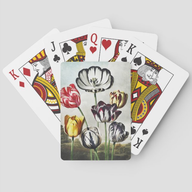 Moody Regency Style Multi-Colour Tulips Playing Cards (Back)