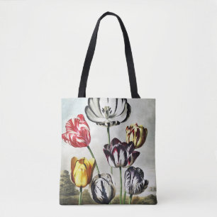 Moody Regency Style Multi-Colour Tulips Tote Bag