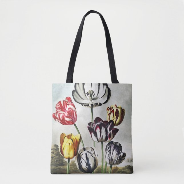 Moody Regency Style Multi-Colour Tulips Tote Bag (Front)