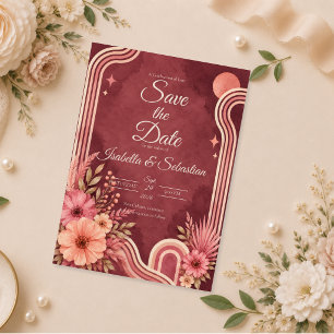 Moody Retro Floral Wedding Save The Date