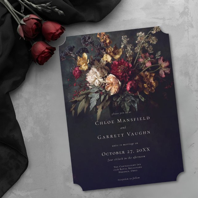 Moody Romantic Dark Floral Gothic Wedding Invitation (Moody Romantic Dark Floral Gothic Wedding Invitation)