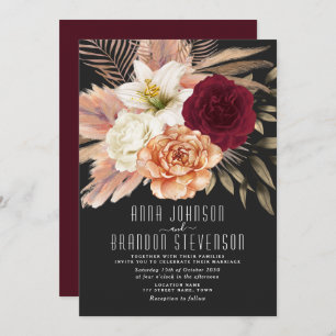 Moody Romantic Floral Wedding Invitation