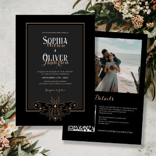 Moody Romantic Gothic All in One Wedding Invitation
