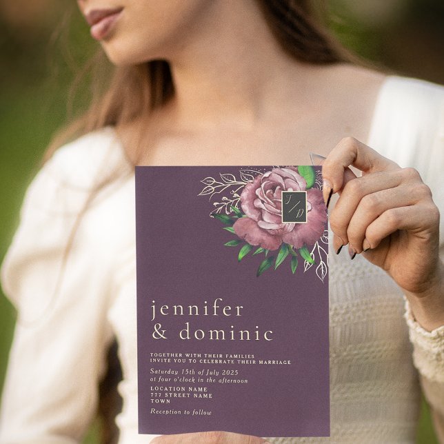 Moody Romantic Purple Wedding Invitation (Creator Uploaded)