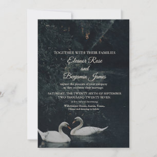 Moody Romantic Swan Wedding Invitation