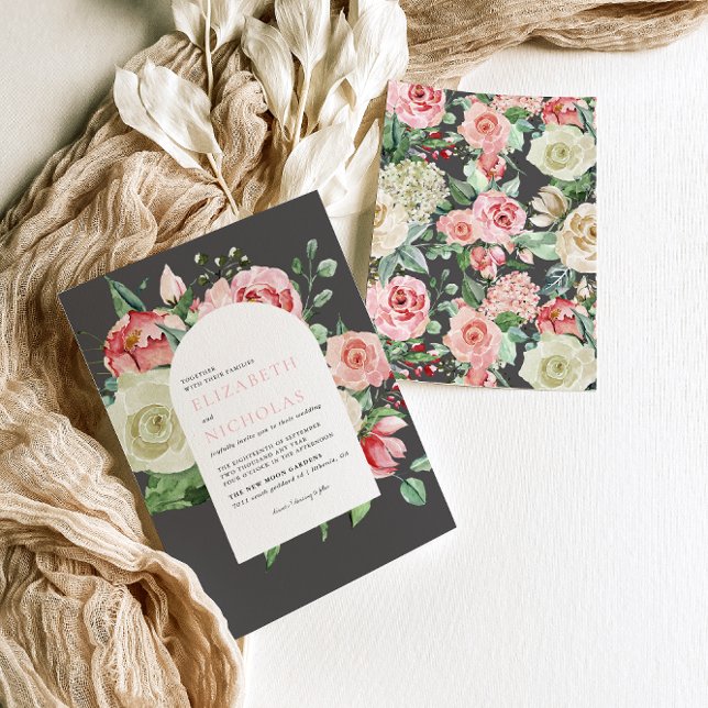 Moody Rose | Romantic Spring Florals Wedding  Invitation (Creator Uploaded)