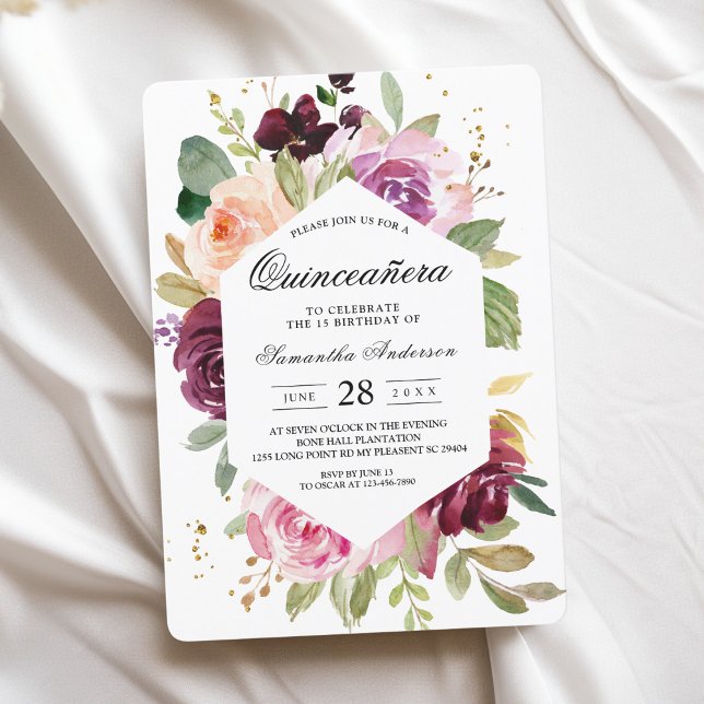 Moody & Rustic Burgundy Watercolor Floral Frame Invitation (Creator Uploaded)