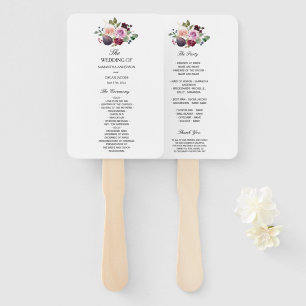 Moody & Rustic Burgundy Watercolor Flowers & Berry Hand Fan