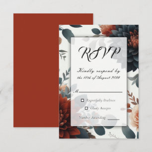Moody Rustic Fall Florals Wedding RSVP Card