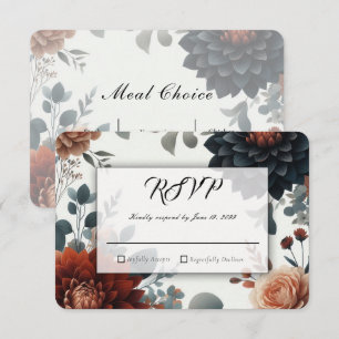 Moody Rustic Fall Florals Wedding RSVP Card