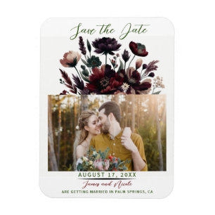 Moody Rustic Garden Florals Bohemian Save the Date Magnet