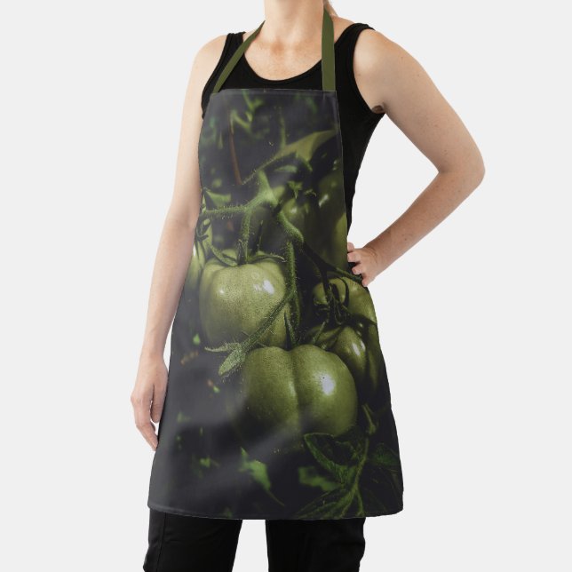 Moody Rustic Green Tomatoes Farm Cooking Apron (Insitu)