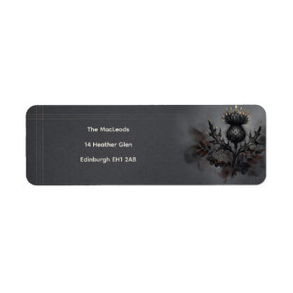 Moody Scottish Thistle & Gold Tartan Return Address Label