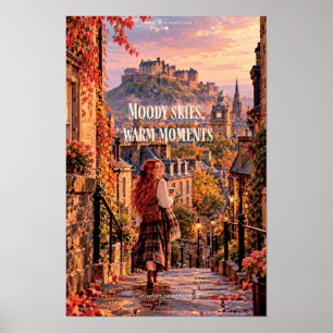 Moody Skies Warm Moments Edinburgh Castle Poster