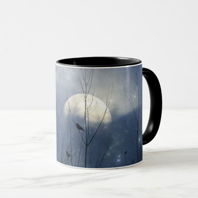 Moody Sky With A Full Moon Crows Mug (Front Right)