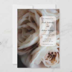 Moody Soft Pink Roses Elegant Minimal Wedding Invitation