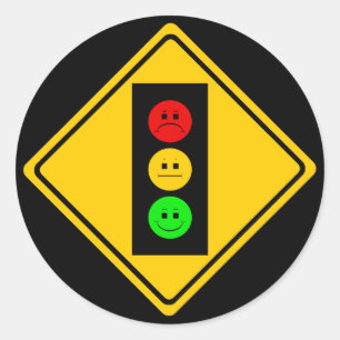Moody Stoplight Ahead Classic Round Sticker