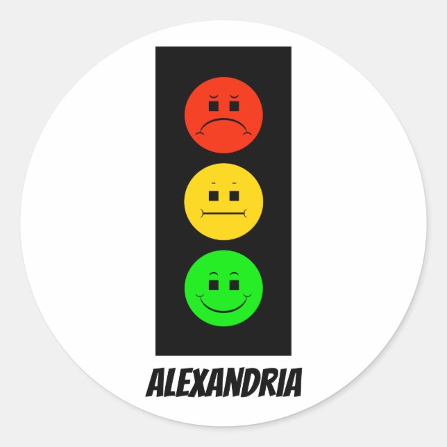 Moody Stoplight Customisable with Name Classic Round Sticker (Front)