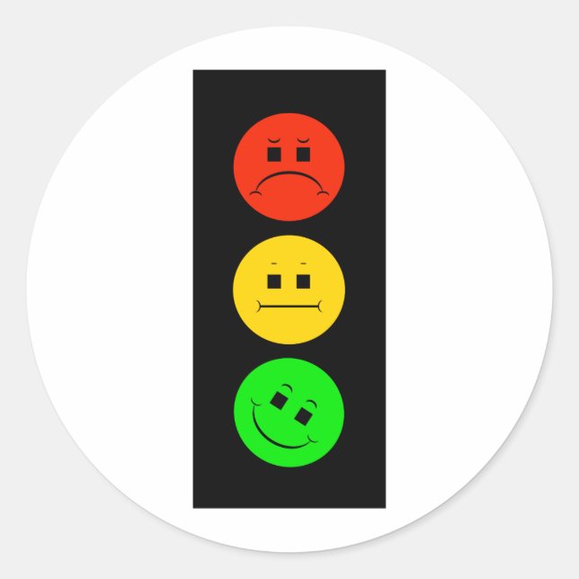 Moody Stoplight Tilted Green Classic Round Sticker (Front)
