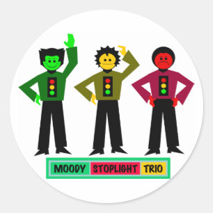 Moody Stoplight Trio Characters Classic Round Sticker