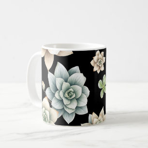 Moody Succulent Rosette Black Botanical Luxury  Coffee Mug