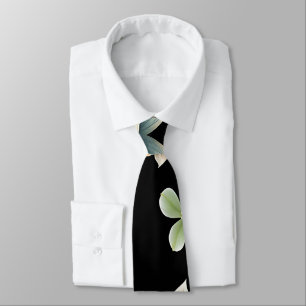 Moody Succulent Rosette Black Botanical Luxury Tie