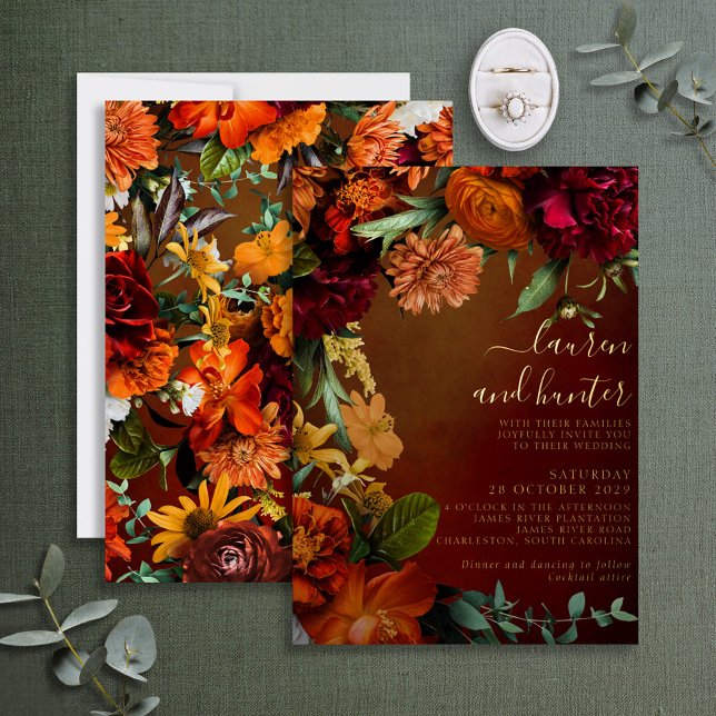 Moody Sunset Colours Floral Script Wedding Gold (Creator Uploaded)