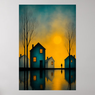 Moody Surreal Landscape Solitary Figure Poster