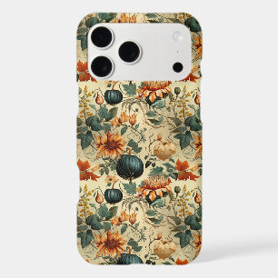 Moody Teal Pumpkin Autumn Floral Vintage