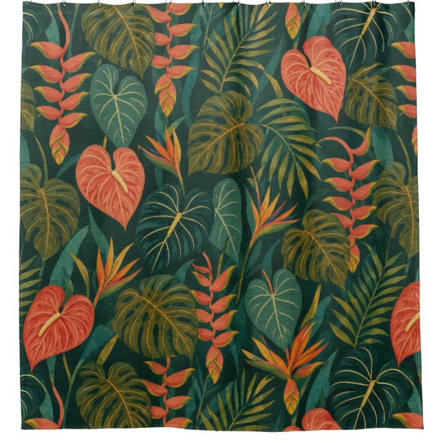 Moody Teal Shower Curtain (Front)