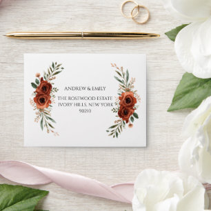 Moody Terracotta boho Floral Wedding RSVP  Envelope