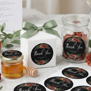 Moody Terracotta Floral Boho Wedding Classic Round Sticker