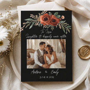 Moody Terracotta Floral Boho Wedding Invitation
