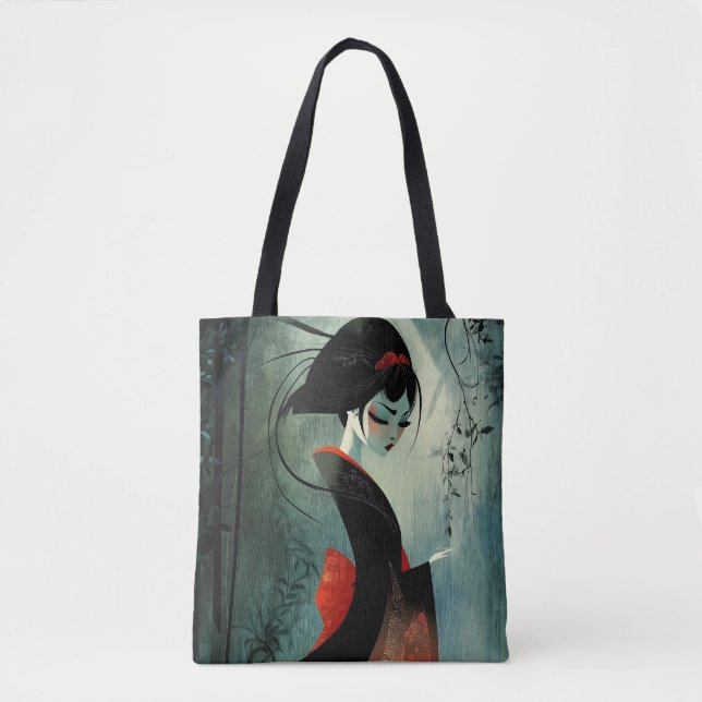 Moody Thoughtful Anime Girl Tote Bag (Front)