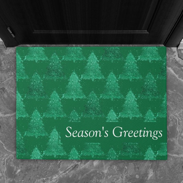 Moody Tree Pattern | Dark Midnight Teal Christmas Doormat (Creator Uploaded)