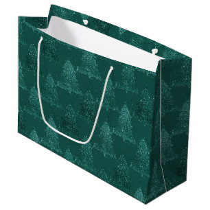 Moody Tree Pattern   Dark Midnight Teal Christmas Large Gift Bag