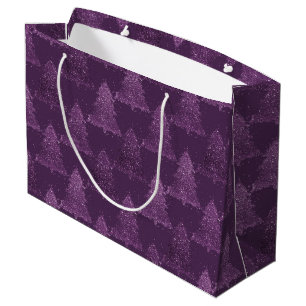 Moody Tree Pattern   Deep Plum Purple Christmas Large Gift Bag